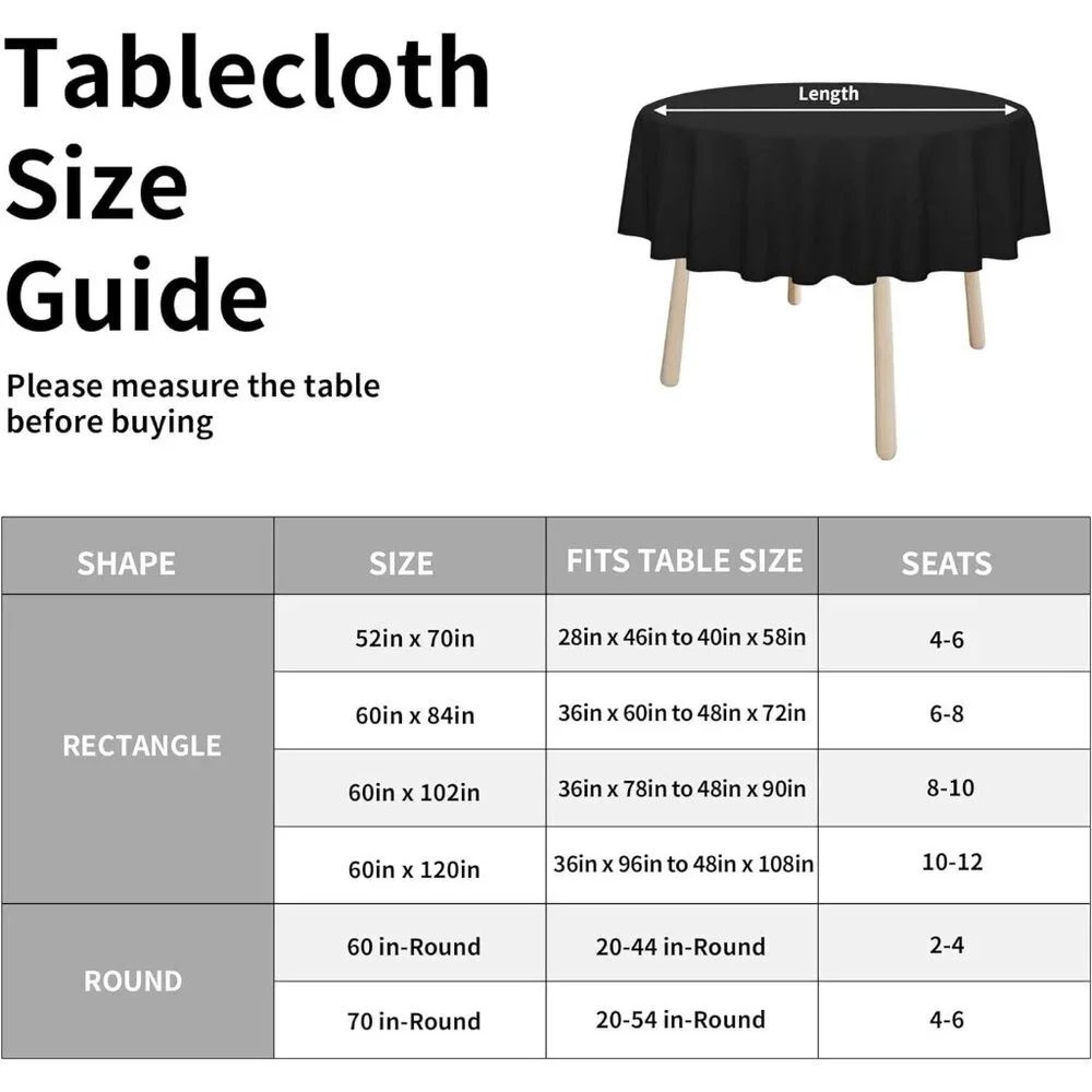 70 Inch Round Wedding Banquet Polyester Fabric Tablecloth